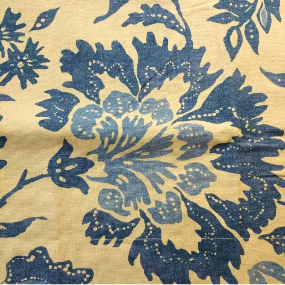 Pottery Barn 1 Pillow Sham Blue Floral Beige Linen Cotton Standard Sz 26/20
